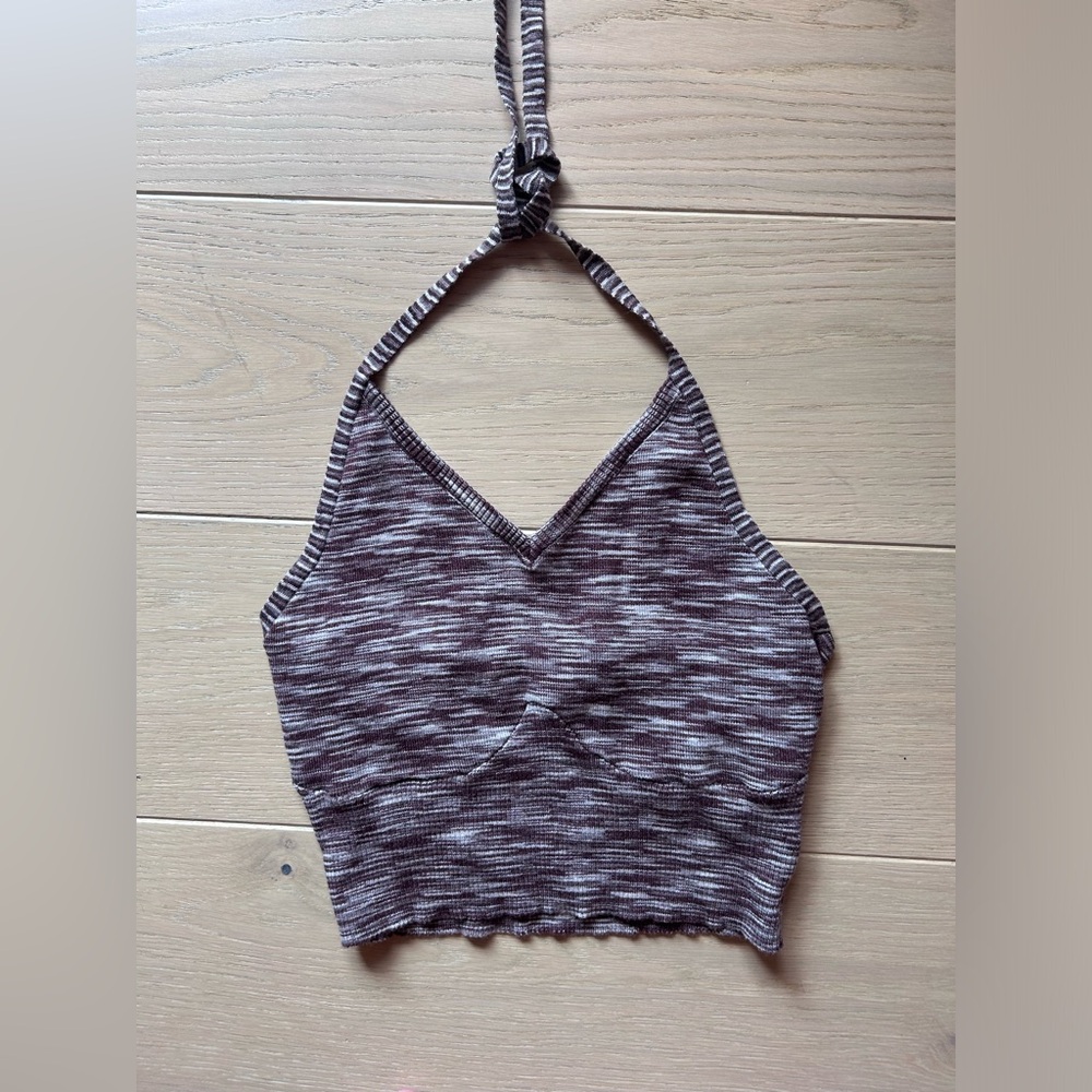 La Hearts Brown Sleeveless Crop Halter